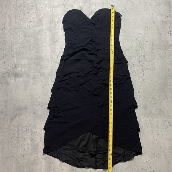 TADASHI Collection Size 6 Black Ruffle Pleated Silk Chiffon Formal Event Dress - Picture 7 of 9